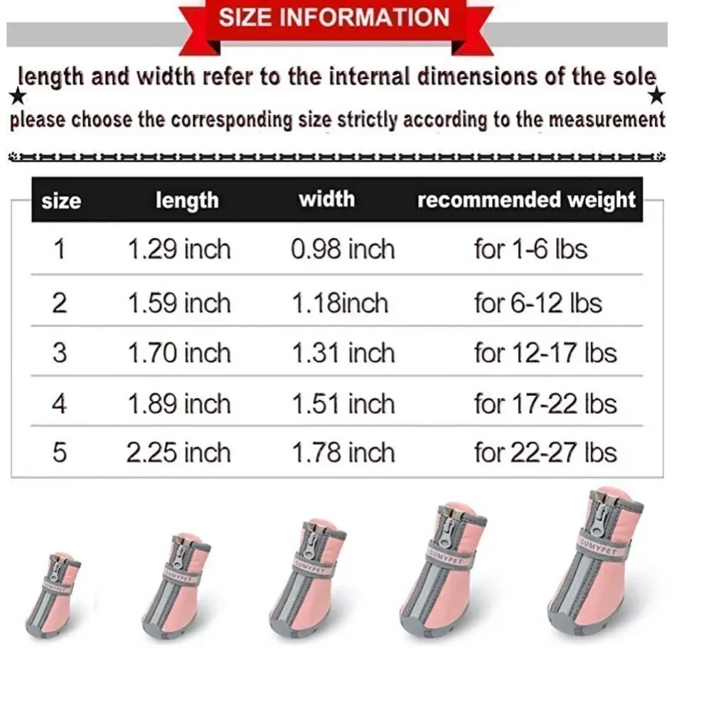 Dog Shoes for Small Dogs Paw Protectors‎ snow Hot Pavement Waterproof size 2